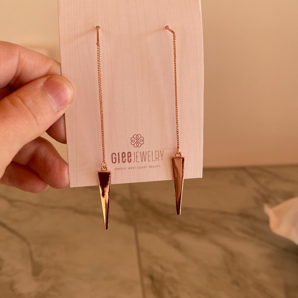 Rose gold threader earrings